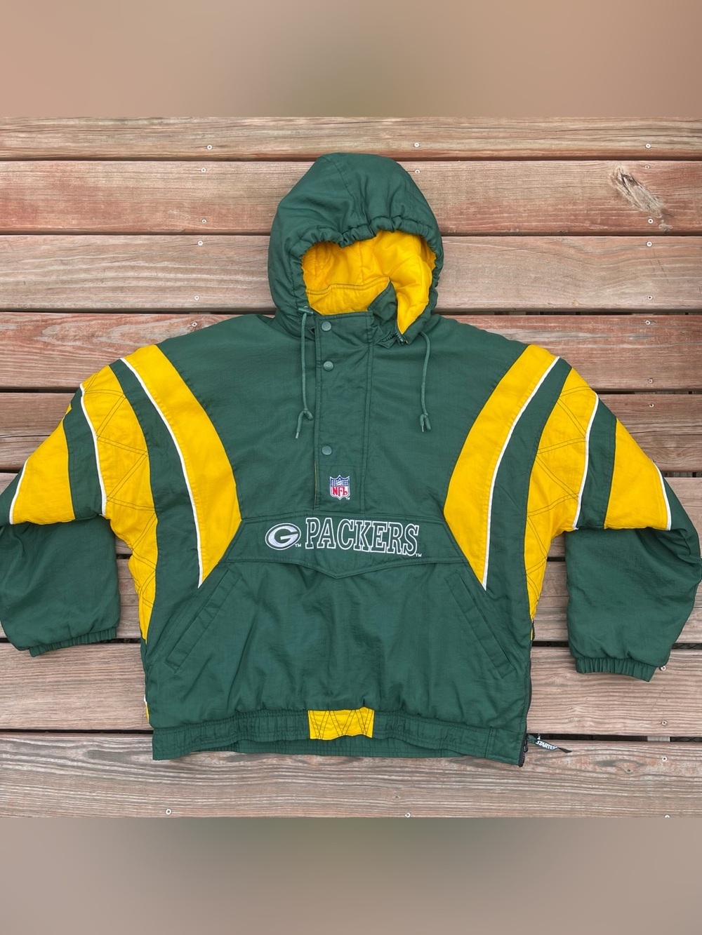 VTG 90s Green Bay Packers Pullover Proline 1/2 Zip Starter Jacket Adult Size XL
